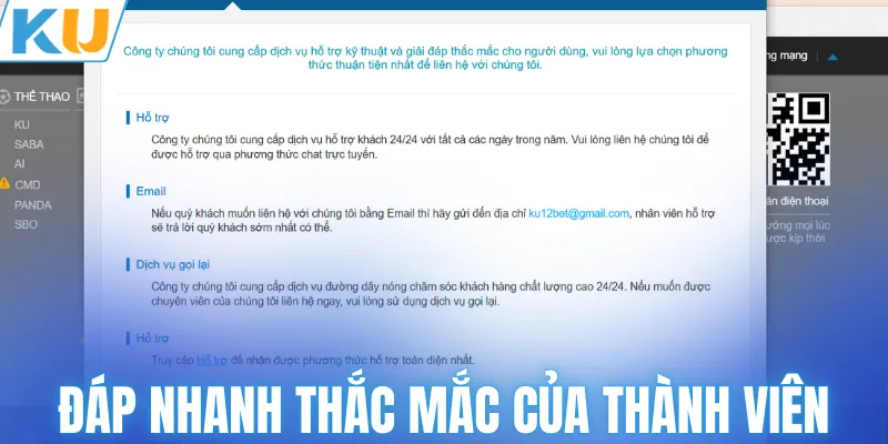 Đáp nhanh thắc mắc của thành viên KUBET