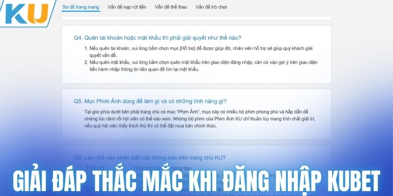 Giải đáp thắc mắc khi đăng nhập KUBET
